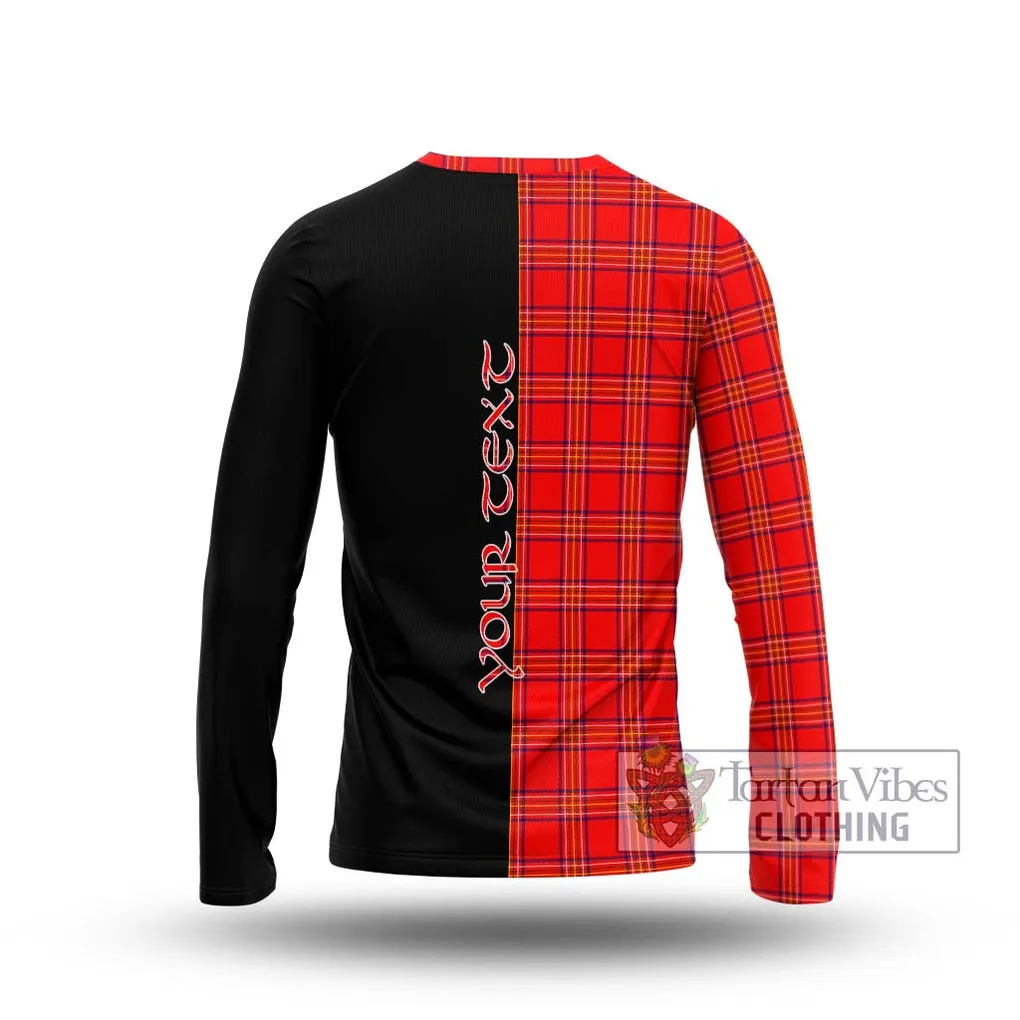 Burnett Modern Tartan Long Sleeve T-Shirt with Family Crest and Half Of Me Style