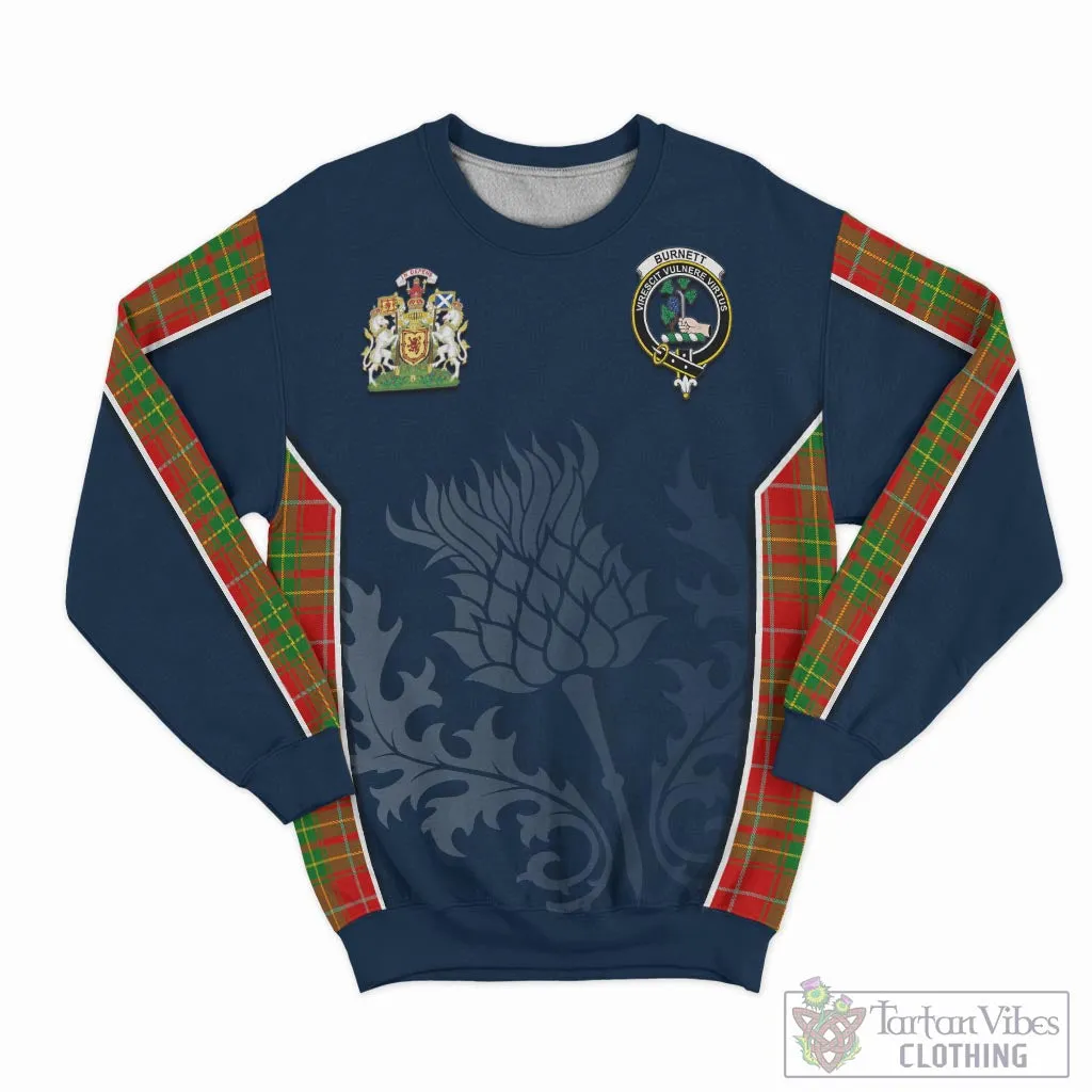 Burnett Tartan Sweatshirt with Family Crest and Scottish Thistle Vibes Sport Style