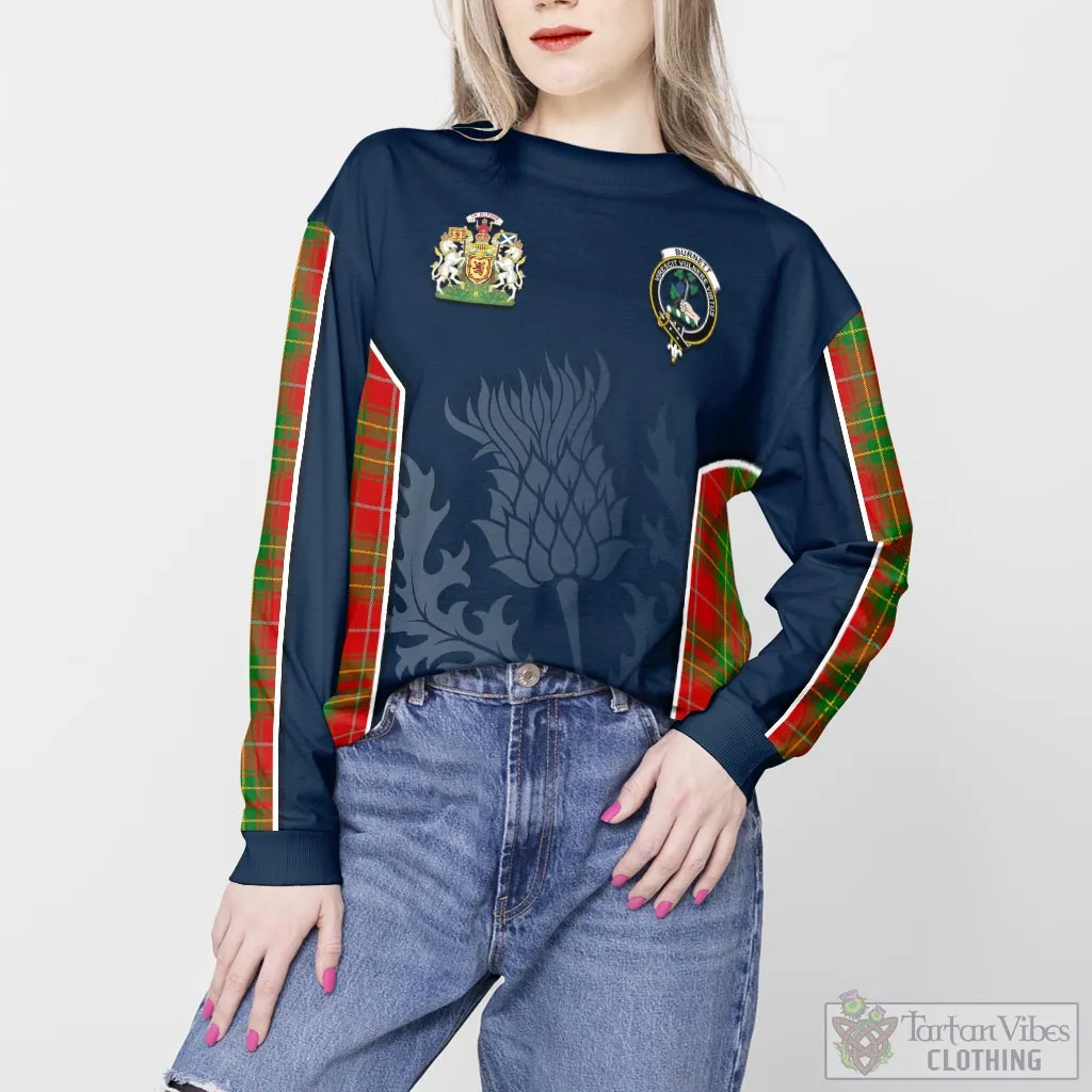 Burnett Tartan Sweatshirt with Family Crest and Scottish Thistle Vibes Sport Style