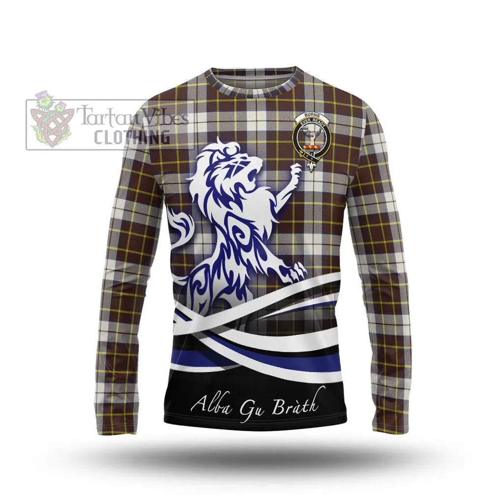 Burns Battalion Weathered Tartan Long Sleeve T-Shirt with Alba Gu Brath Regal Lion Emblem