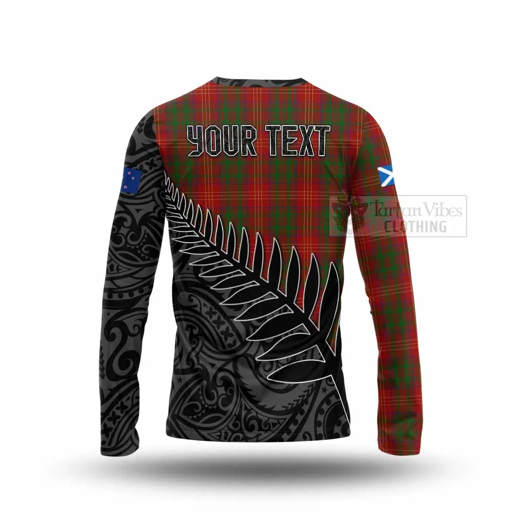 Burns Crest Tartan Long Sleeve T-Shirt with New Zealand Silver Fern Half Style