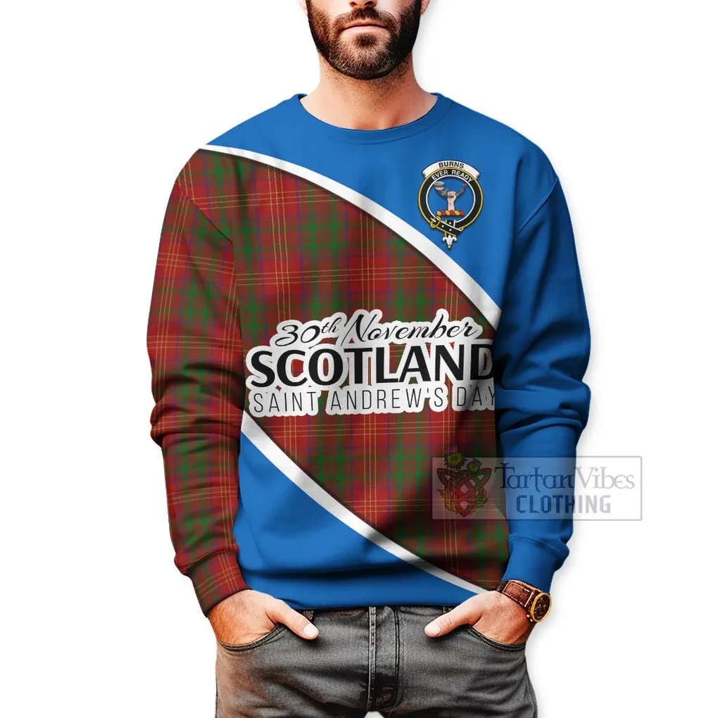 Burns Family Crest Tartan Sweatshirt Celebrate Saint Andrew's Day in Style