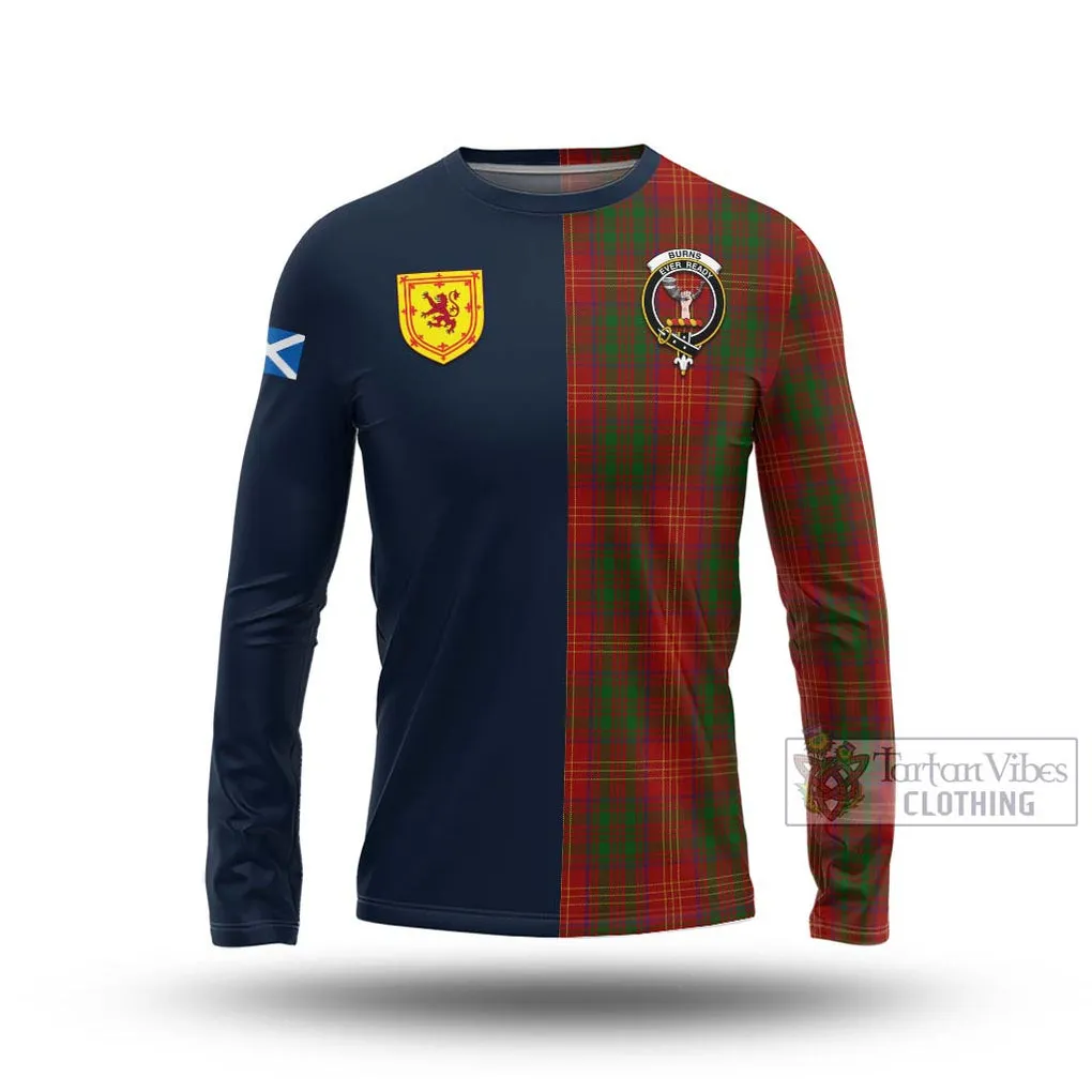 Burns Tartan Long Sleeve T-Shirt Alba with Scottish Lion Royal Arm Half Style