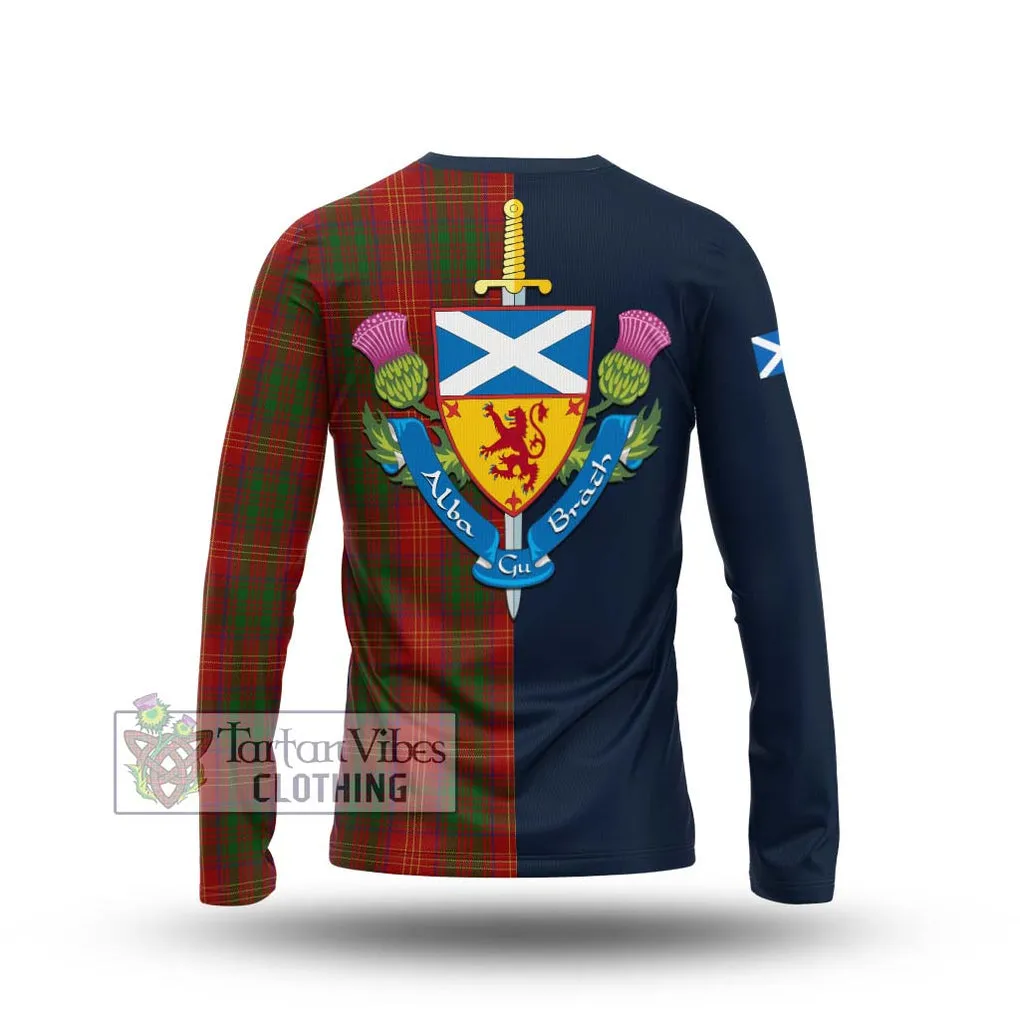 Burns Tartan Long Sleeve T-Shirt Alba with Scottish Lion Royal Arm Half Style