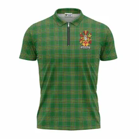 Burrowes Irish Clan Tartan Zipper Polo Shirt with Coat of Arms