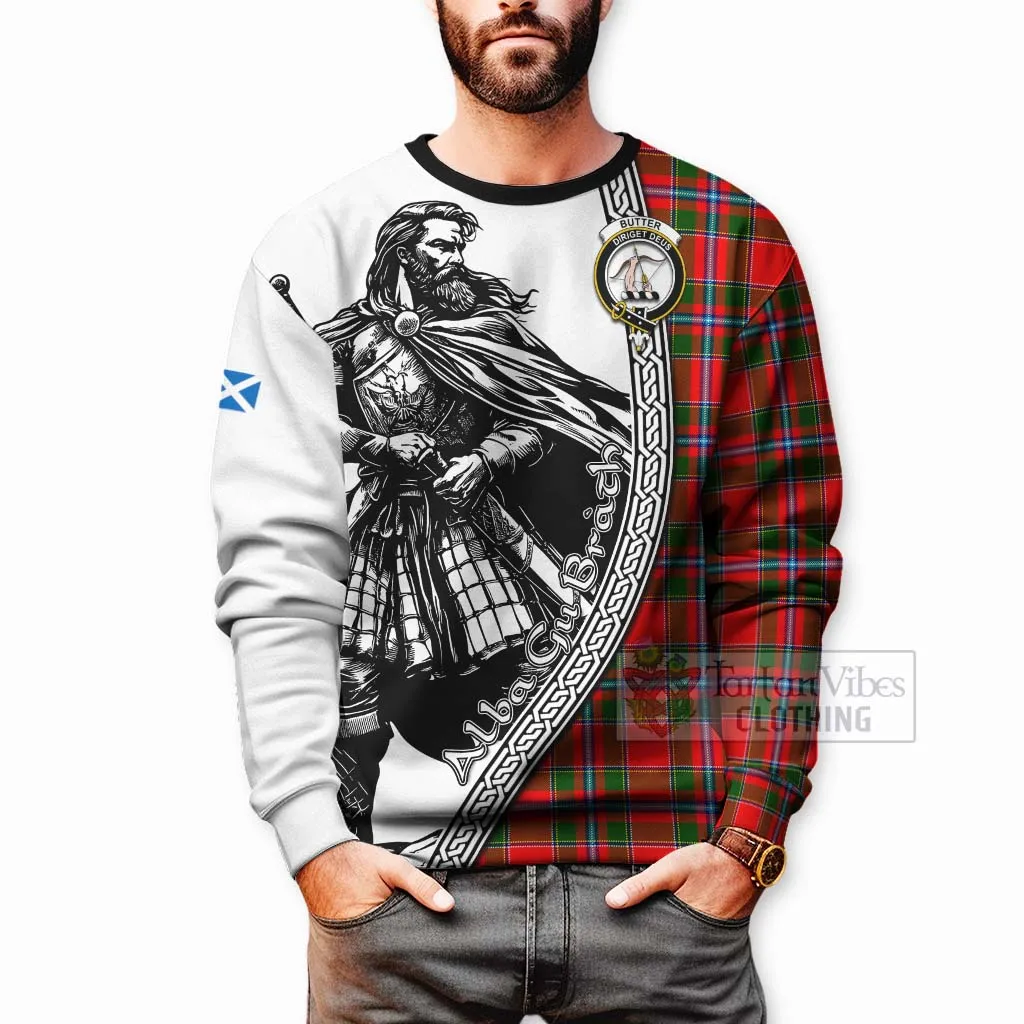 Butter Tartan Clan Crest Sweatshirt with Highlander Warrior Celtic Style