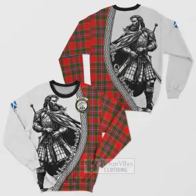 Butter Tartan Clan Crest Sweatshirt with Highlander Warrior Celtic Style