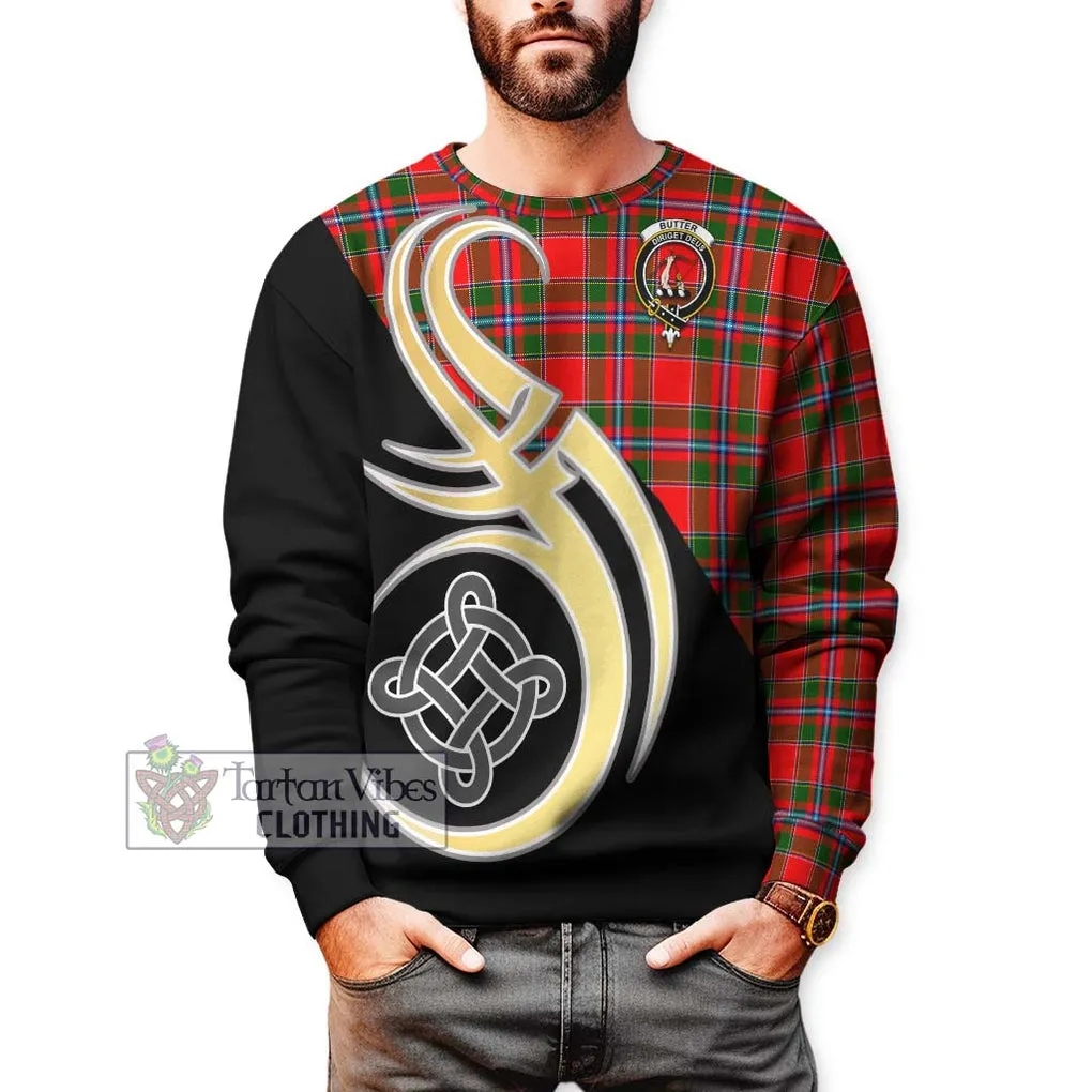 Butter Tartan Sweatshirt with Family Crest and Celtic Symbol Style