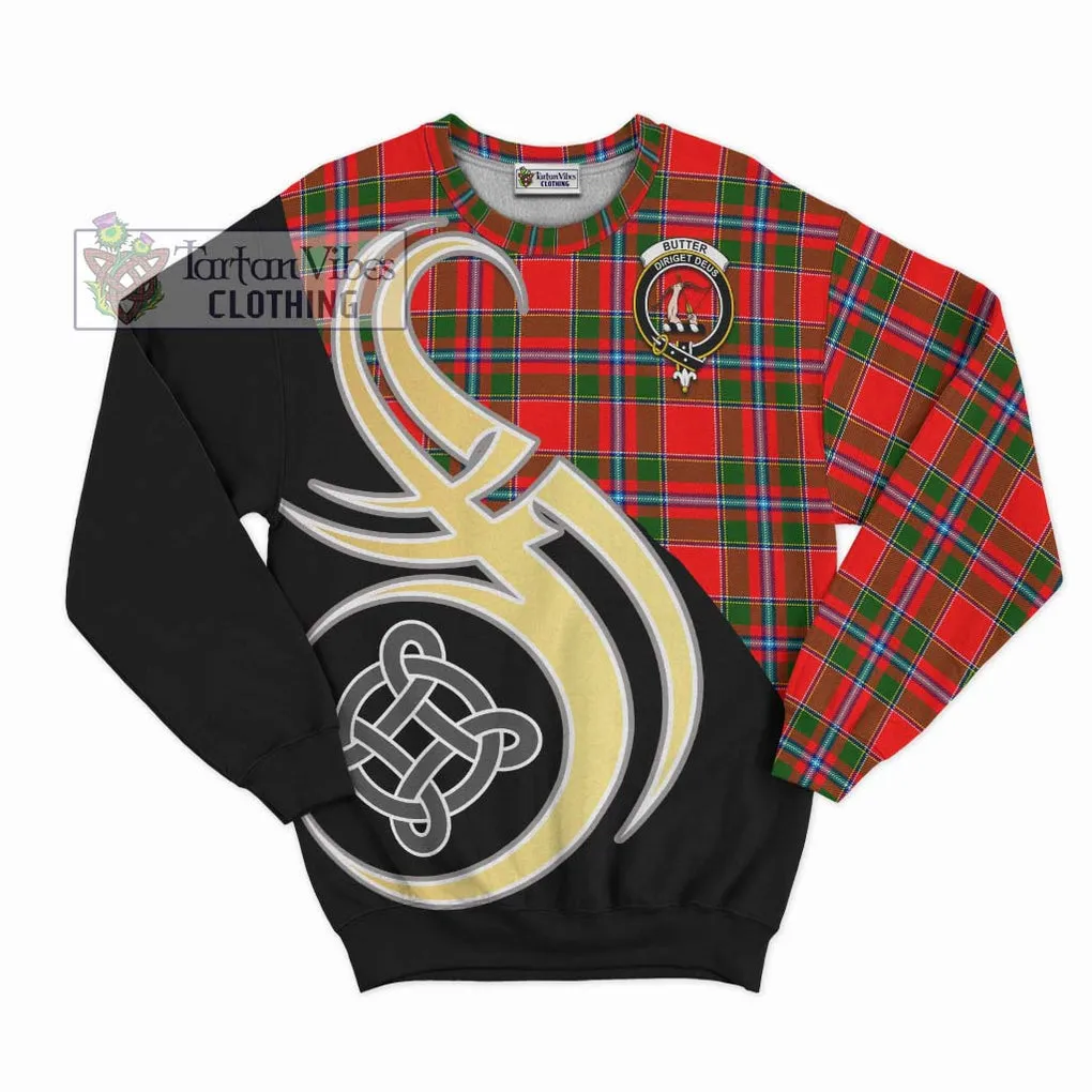 Butter Tartan Sweatshirt with Family Crest and Celtic Symbol Style