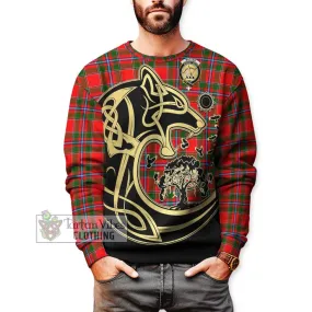 Butter Tartan Sweatshirt with Family Crest Celtic Wolf Style