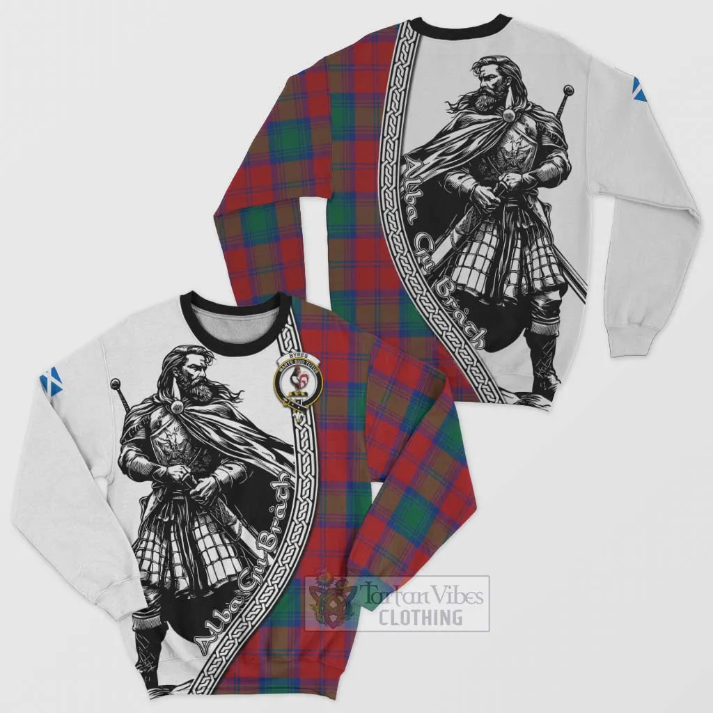 Byres (Byses) Tartan Clan Crest Sweatshirt with Highlander Warrior Celtic Style