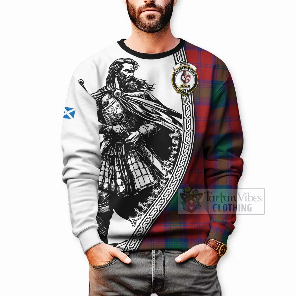 Byres (Byses) Tartan Clan Crest Sweatshirt with Highlander Warrior Celtic Style