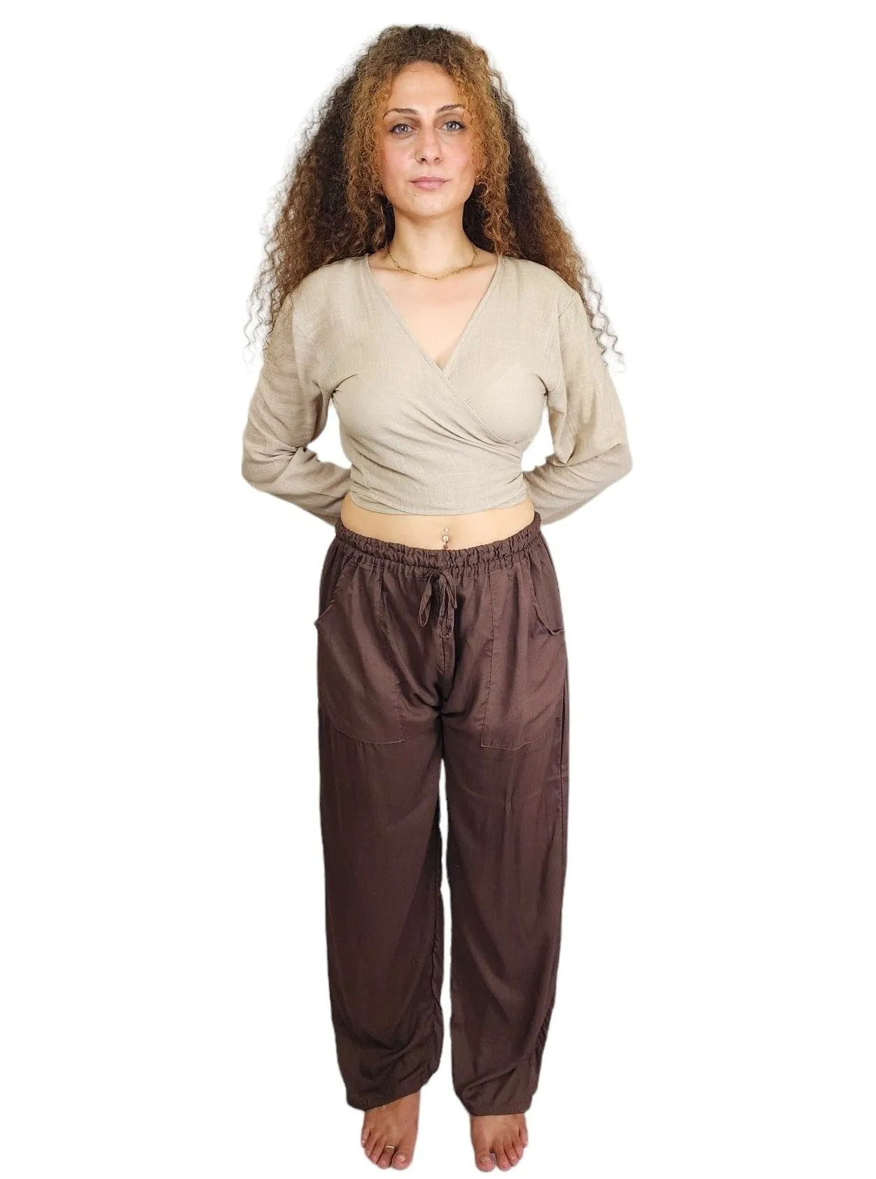 Cacao Rayon Cotton Trousers