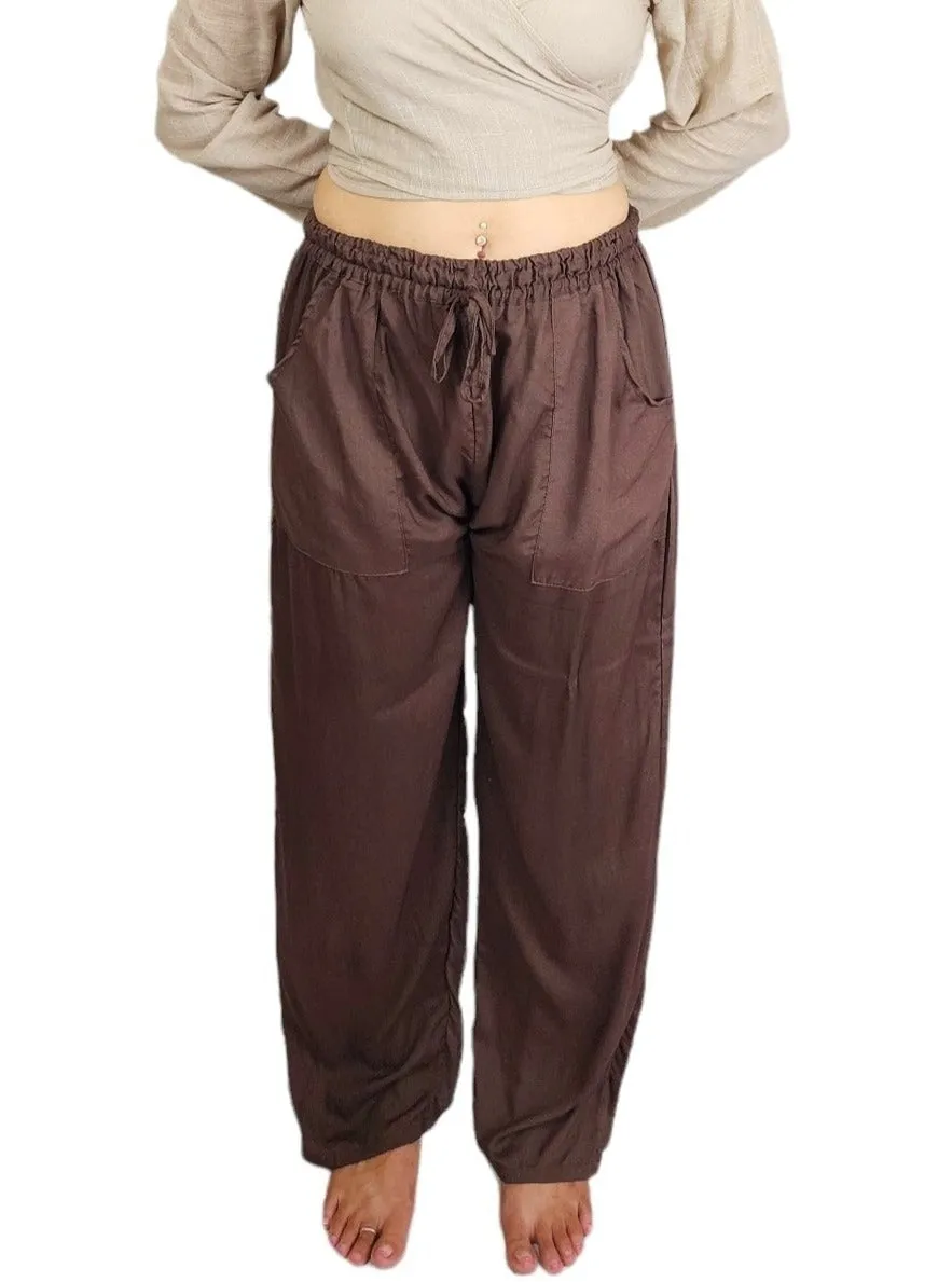 Cacao Rayon Cotton Trousers