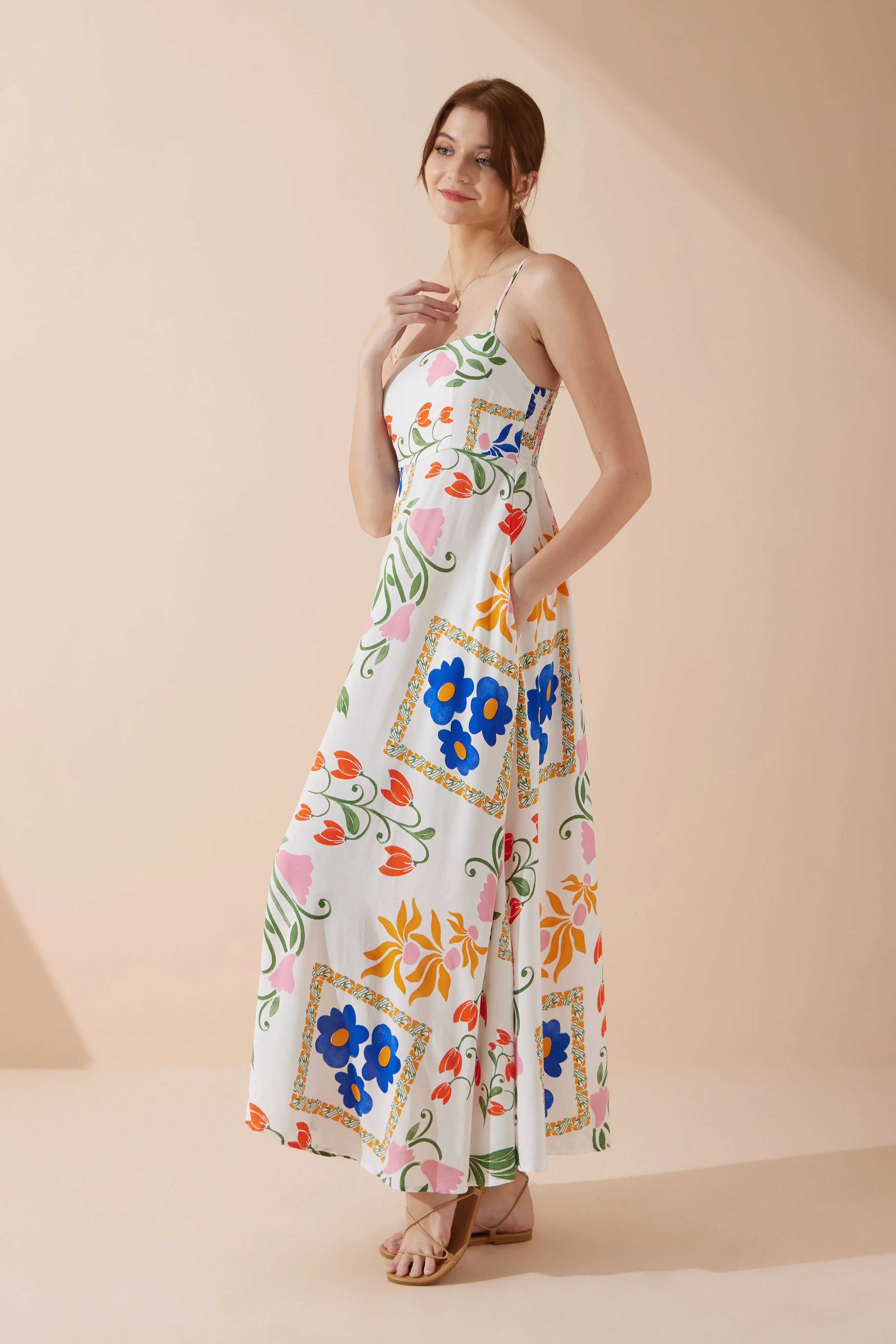 Calantha Multicolour Floral Flared Maxi Dress