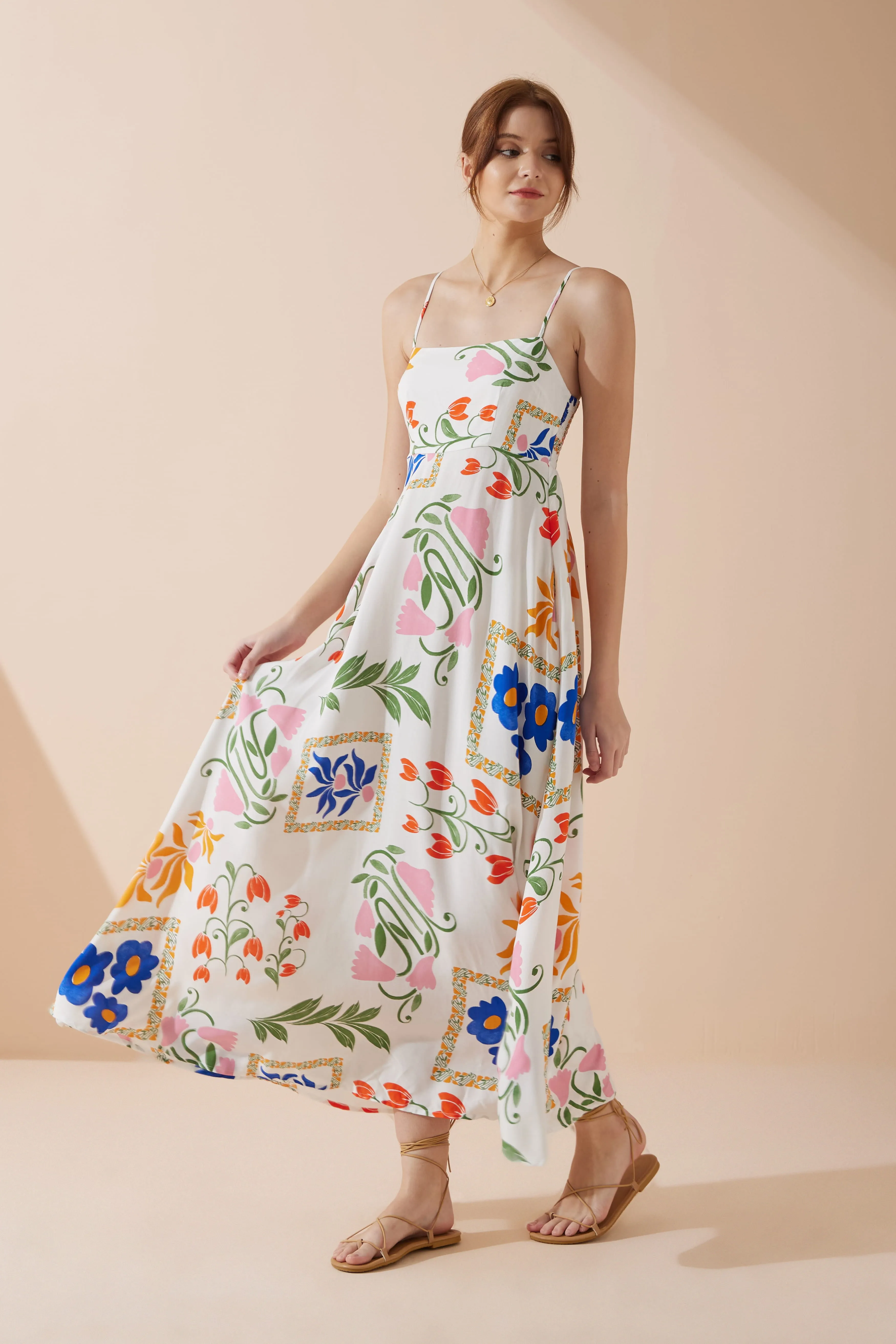 Calantha Multicolour Floral Flared Maxi Dress