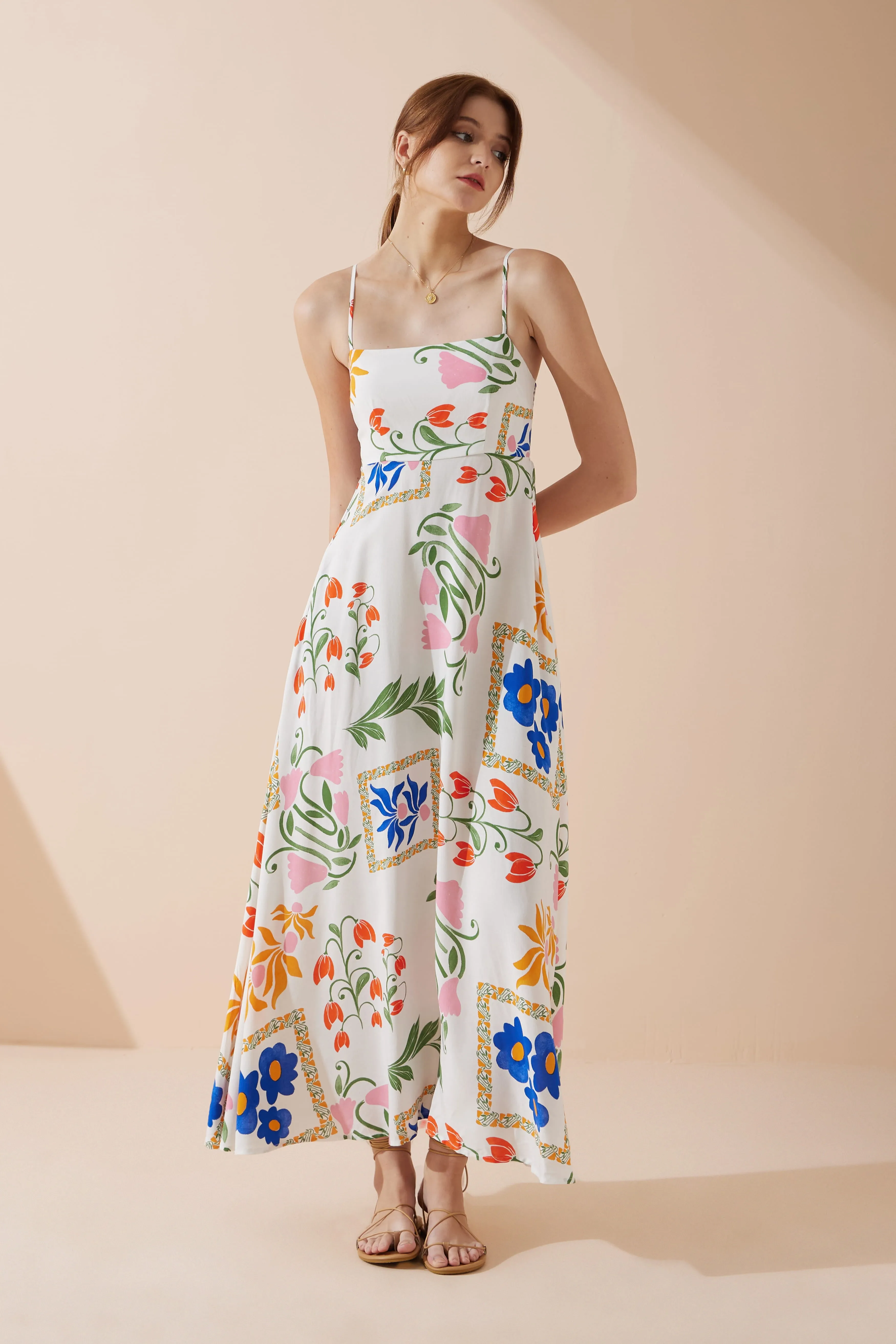 Calantha Multicolour Floral Flared Maxi Dress