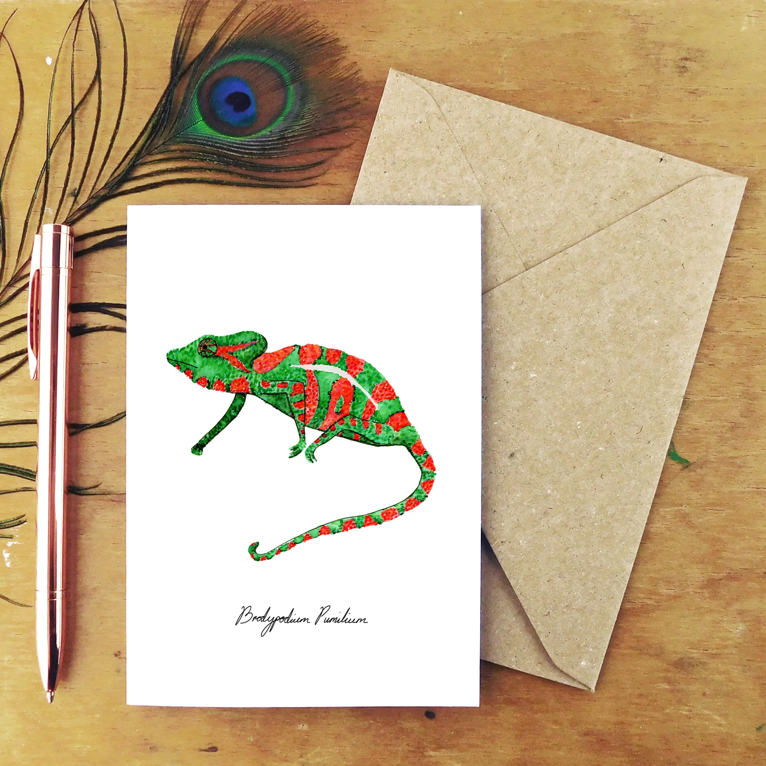 Camouflage Cape Dwarf Chameleon Greetings Card