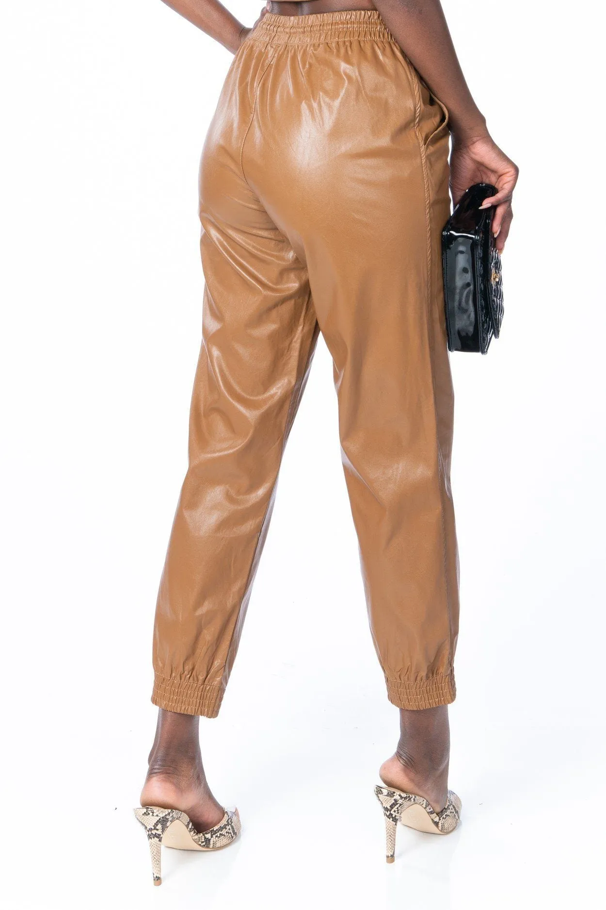 Caramel Macchiato Faux Leather Joggers