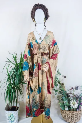 Cassandra Maxi Kaftan - Tree of Life Autumn Sparkle - Vintage Sari - Size M/L