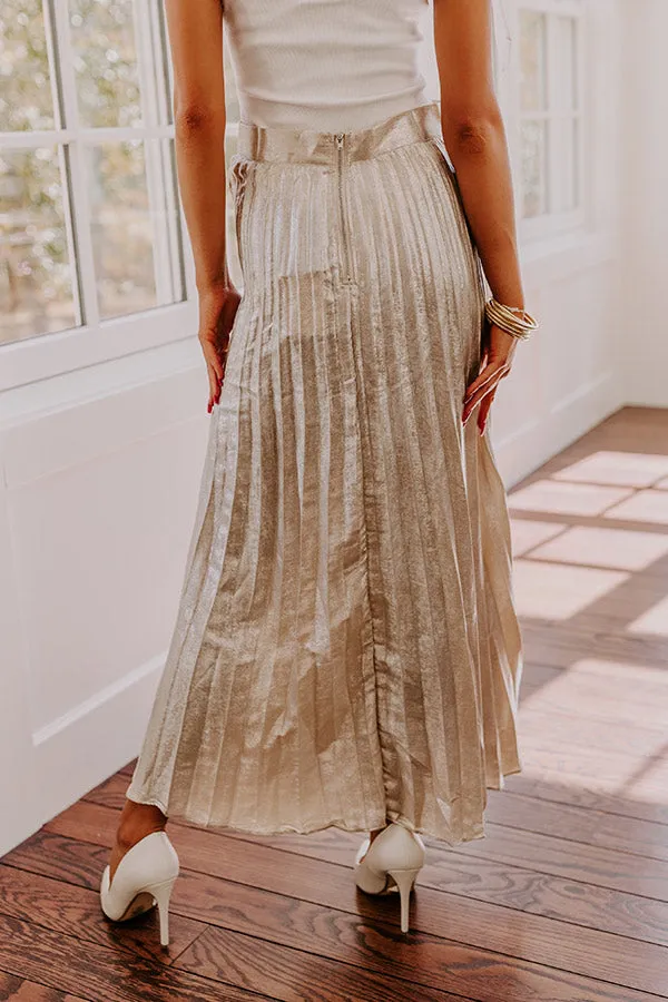 Champagne Fizz High Waist Pleated Maxi Skirt