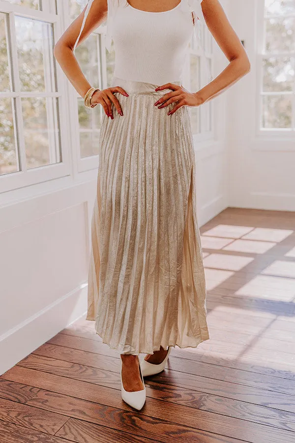 Champagne Fizz High Waist Pleated Maxi Skirt