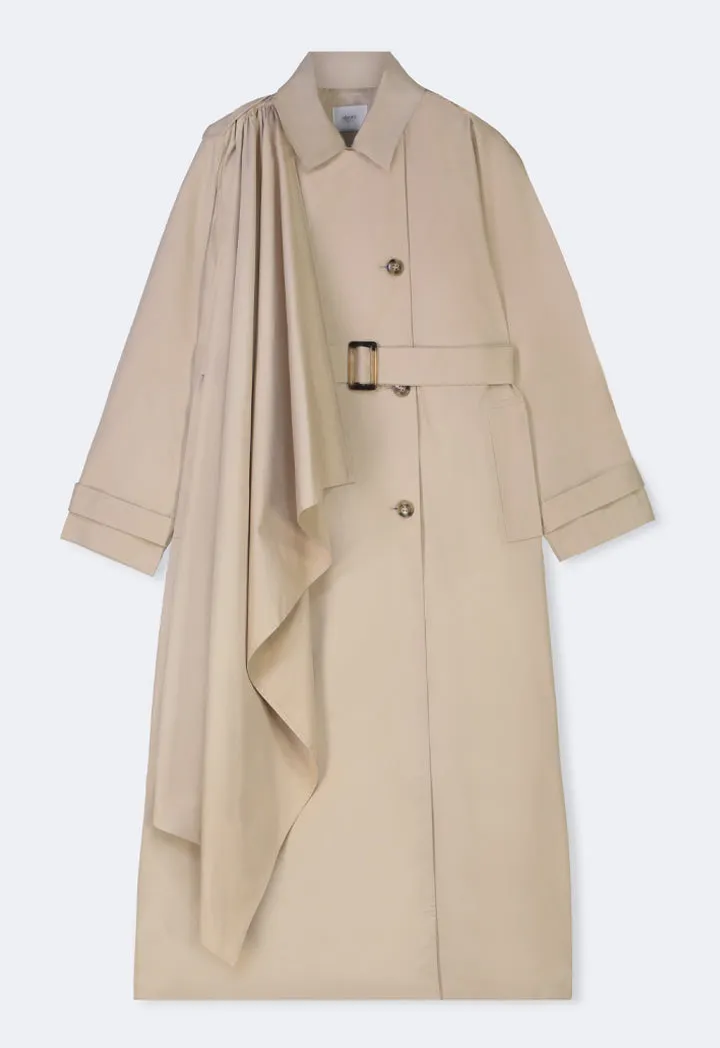 Choice Oversized Trench Coat With Shirt Collar Beige