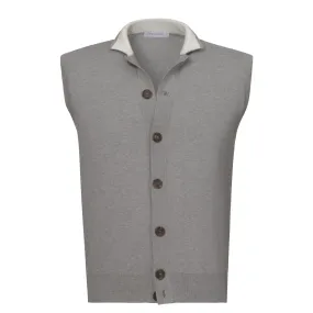 Cotton Polo Gilet in Grey Melange