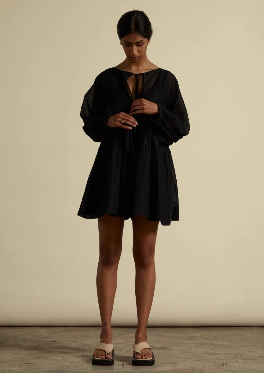 COTTON SOMERLUS DRESS IN NOIR