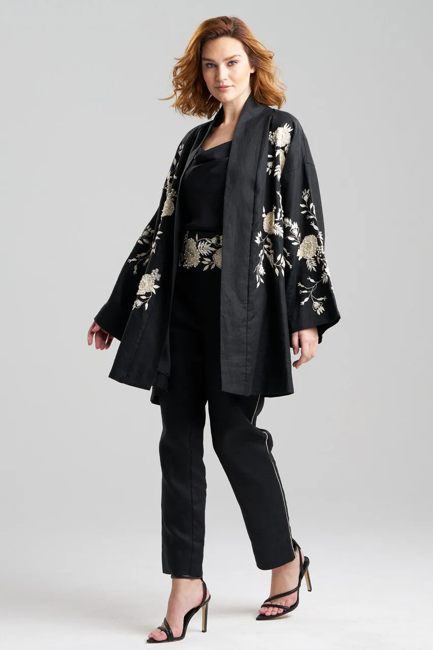 Couture Luxe Linen Embroidered Kimono Jacket