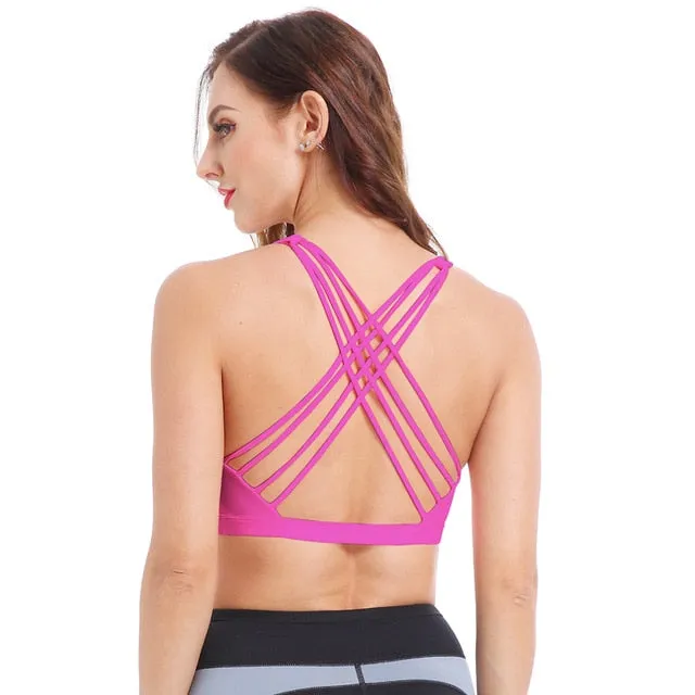 Cross Back Open Halter Sports Bras