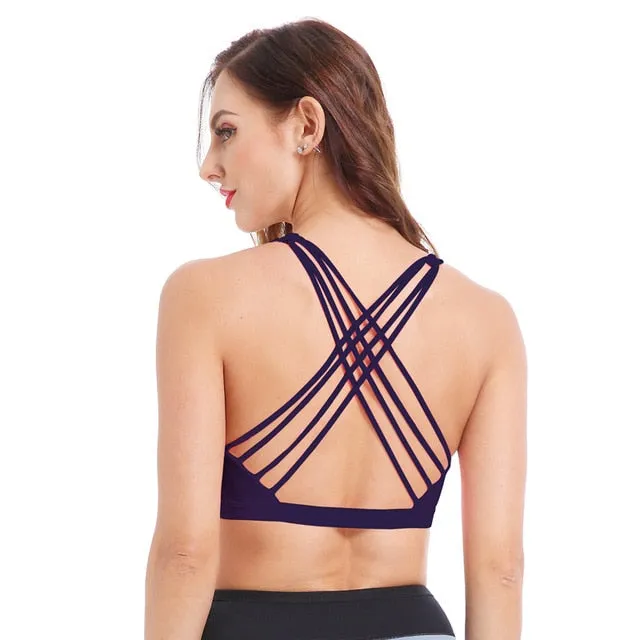 Cross Back Open Halter Sports Bras