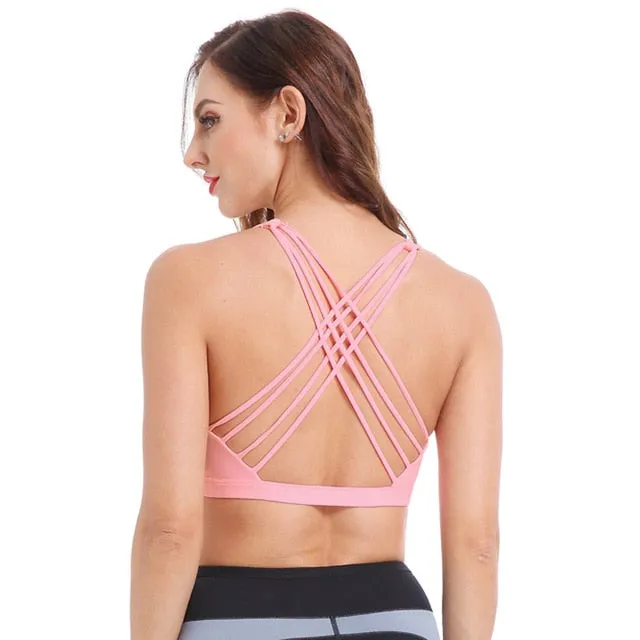 Cross Back Open Halter Sports Bras