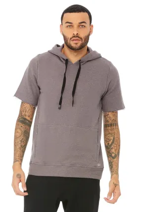 Crow Short Sleeve Hoodie - Grey Heather