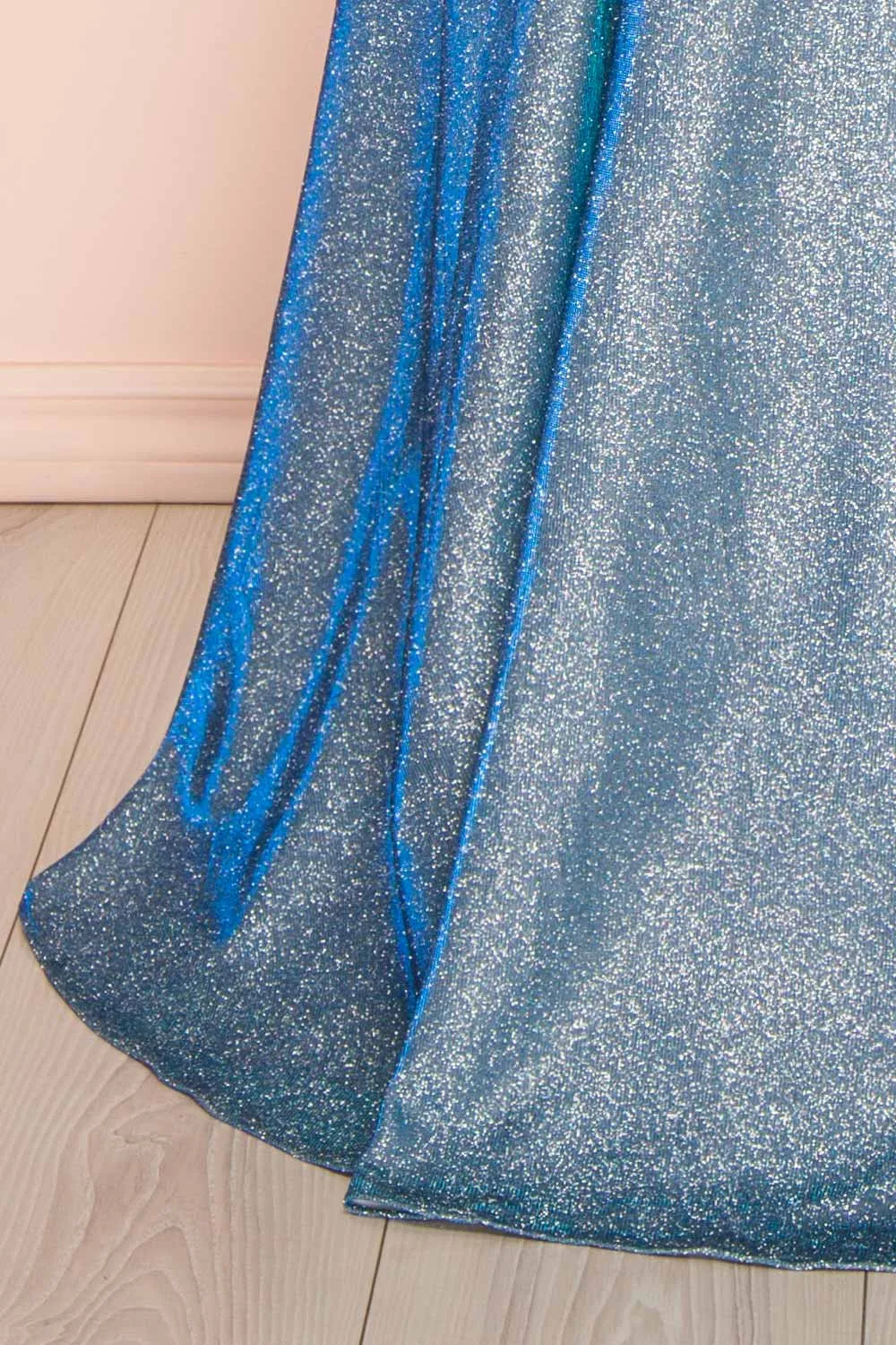 Darya Blue | Sparkly Maxi Dress w/ Laced Back