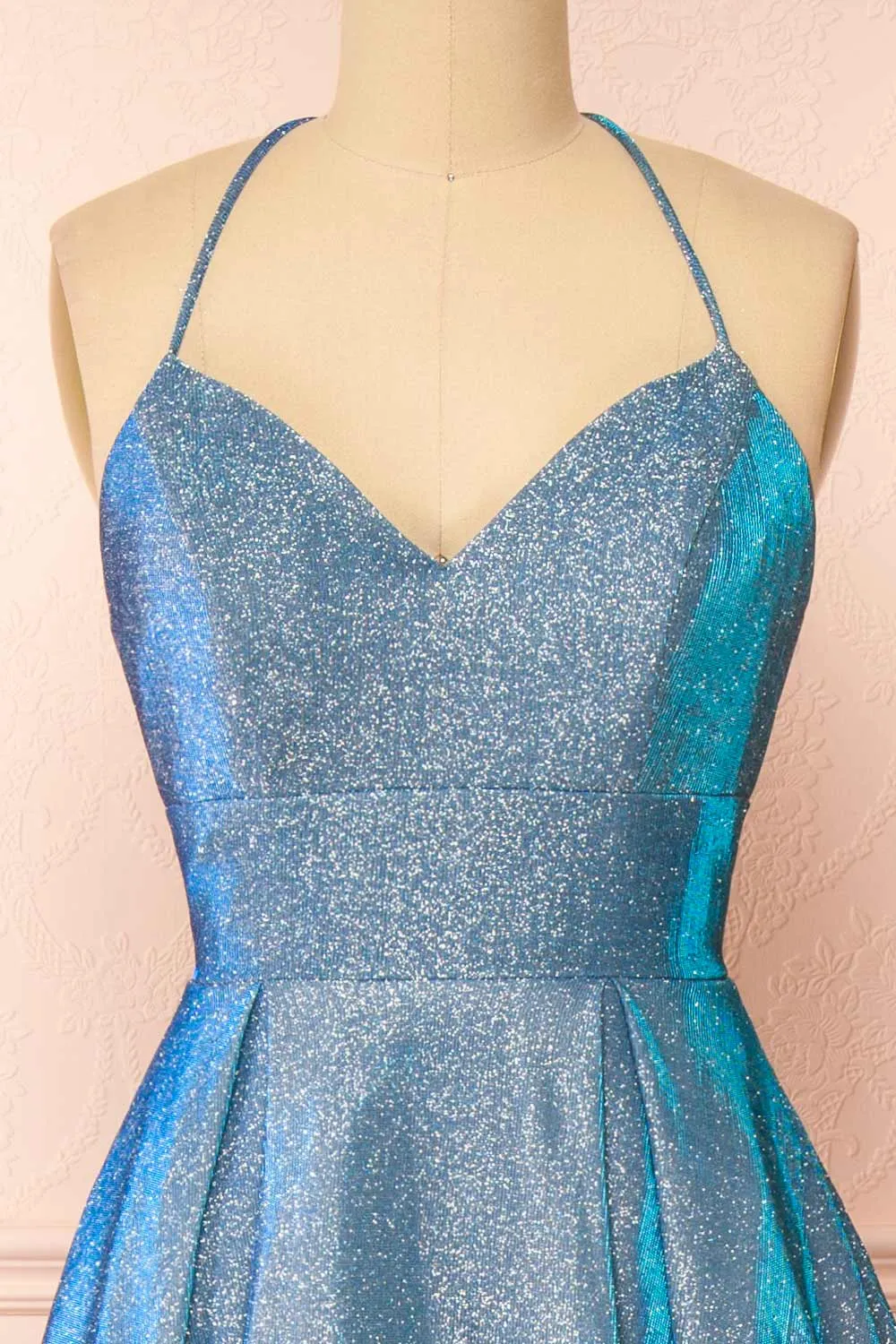 Darya Blue | Sparkly Maxi Dress w/ Laced Back