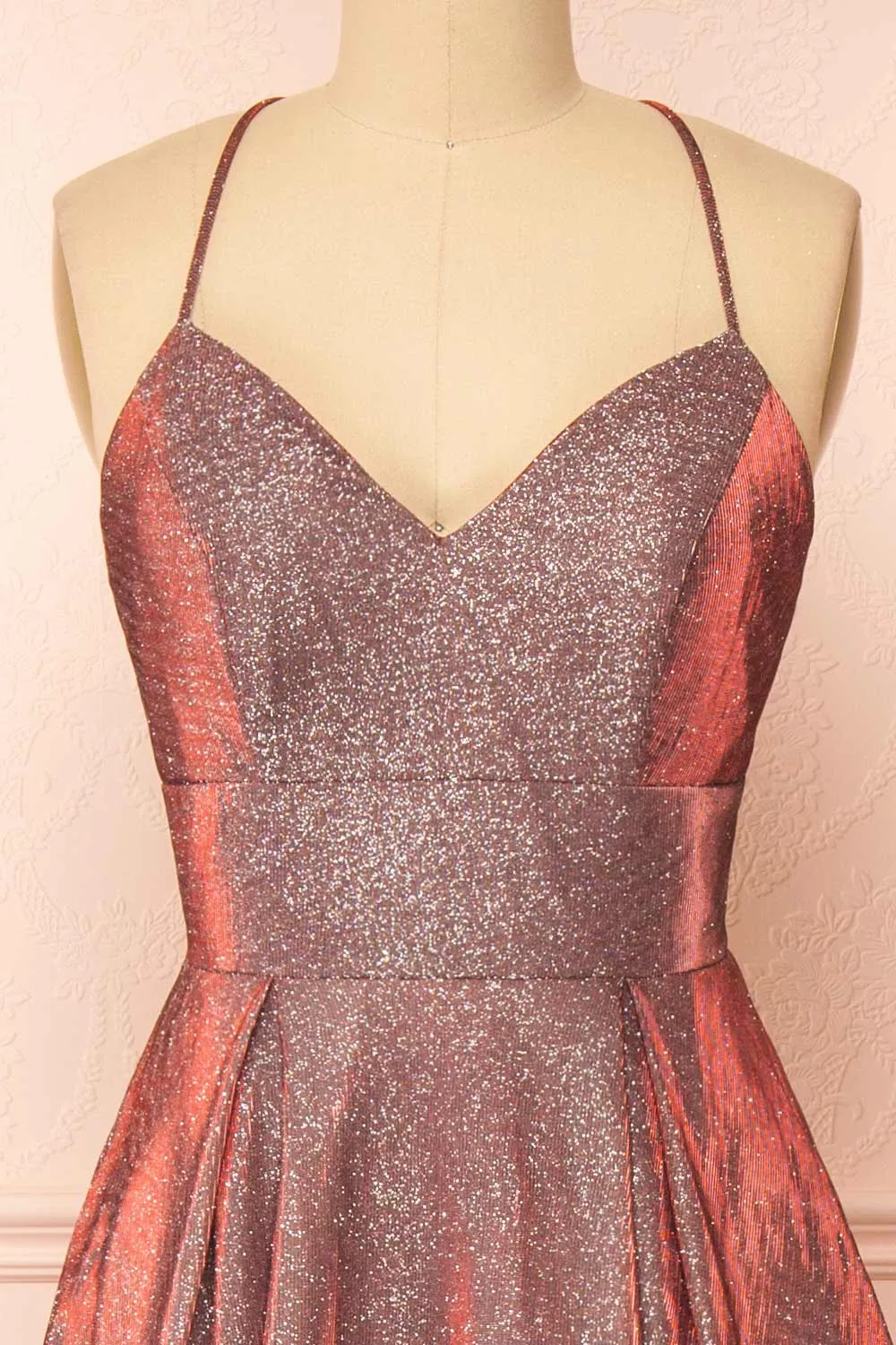 Darya Burgundy | Sparkly Maxi Dress w/ Open Back