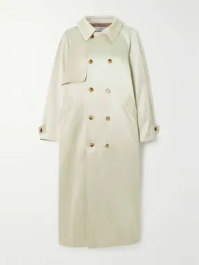 Double-breasted satin-twill trench coat