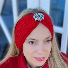 Ear Warmer Headband Winter Headband Jewelled in Red