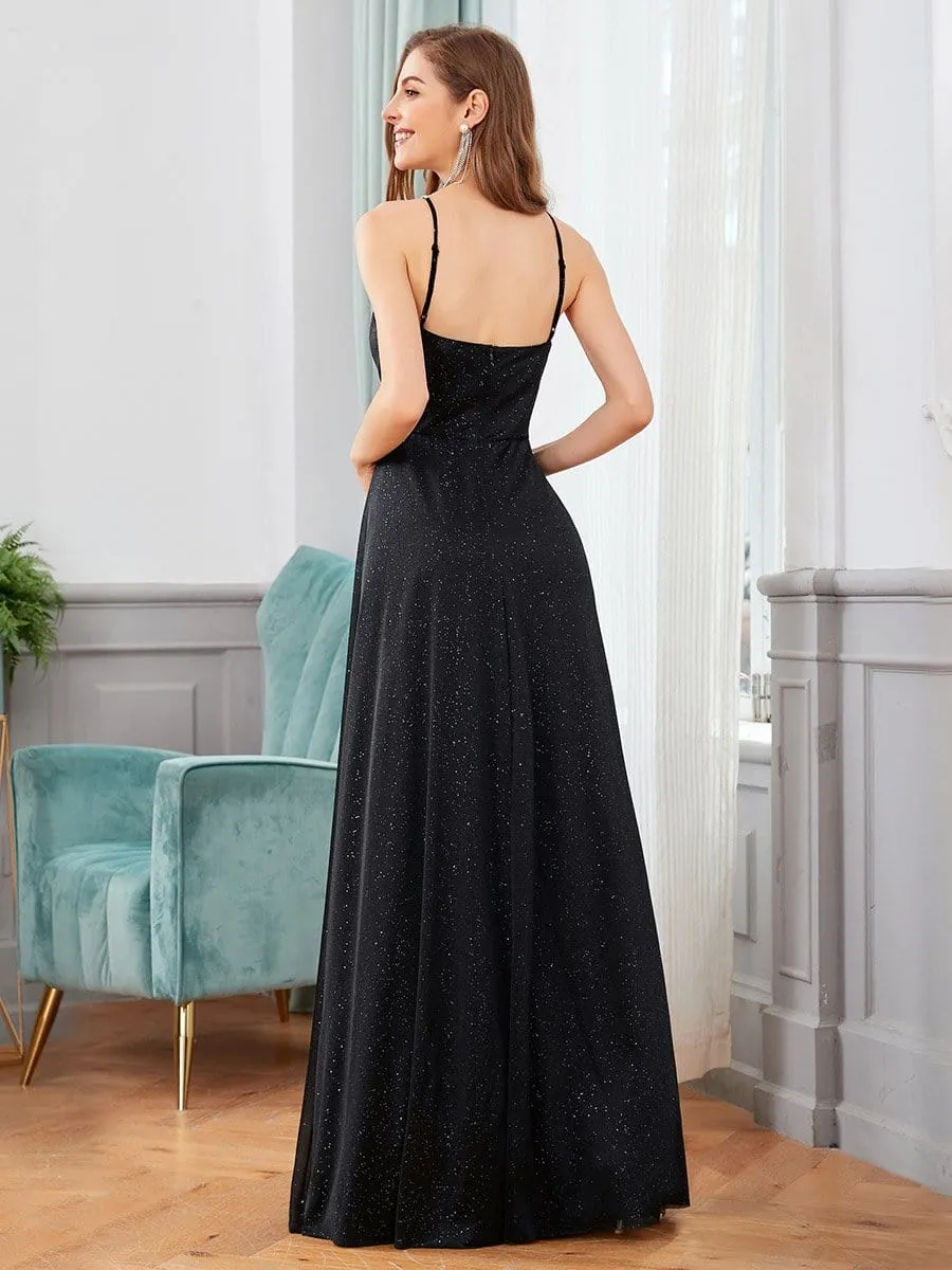 Elegant Round Neck Sleeveless Maxi Evening Dress for Party