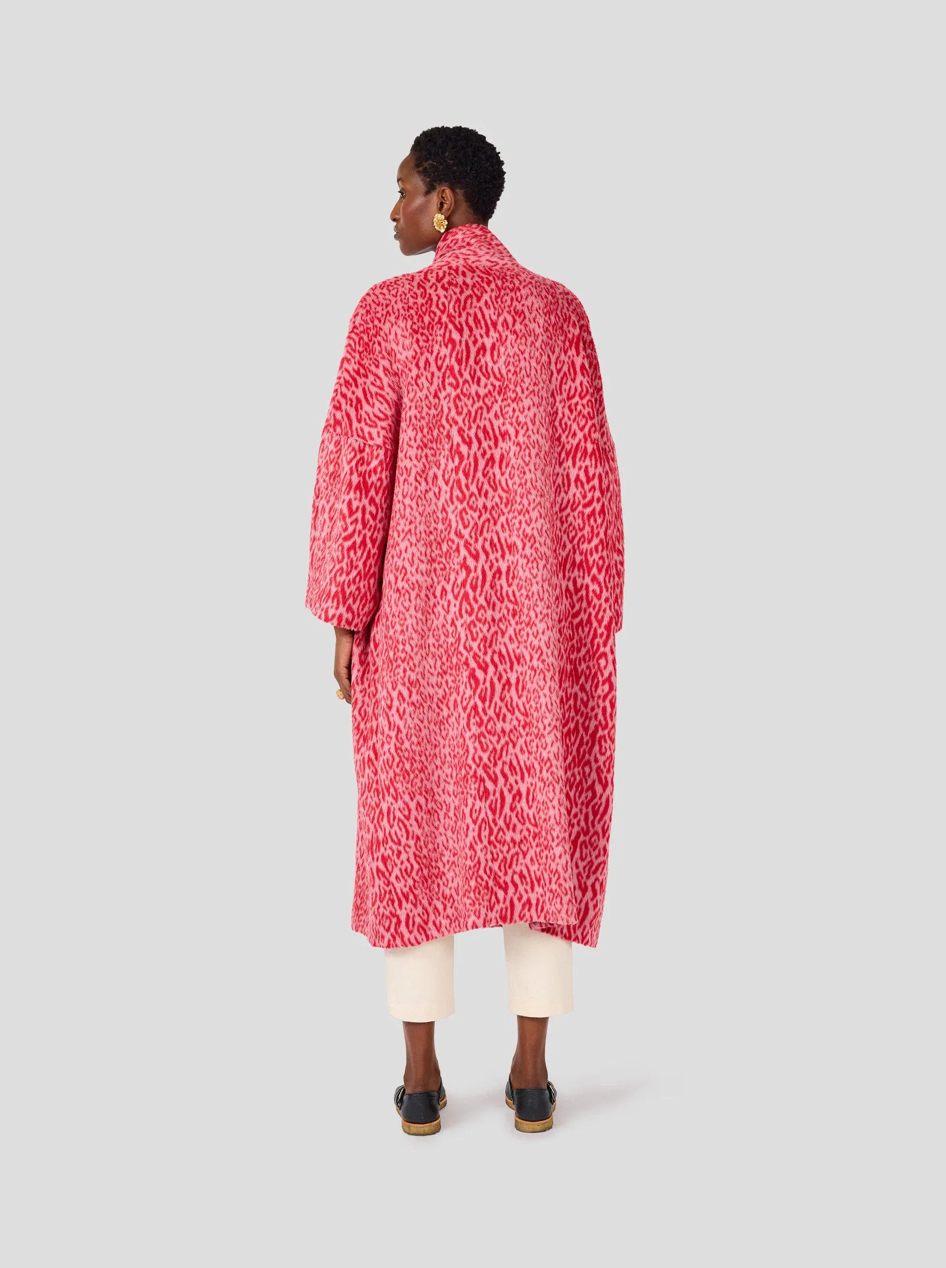 Eren Coat in Red Opera Leopard