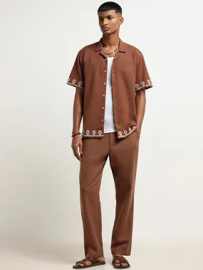 ETA Brown Cotton Relaxed Fit Chinos