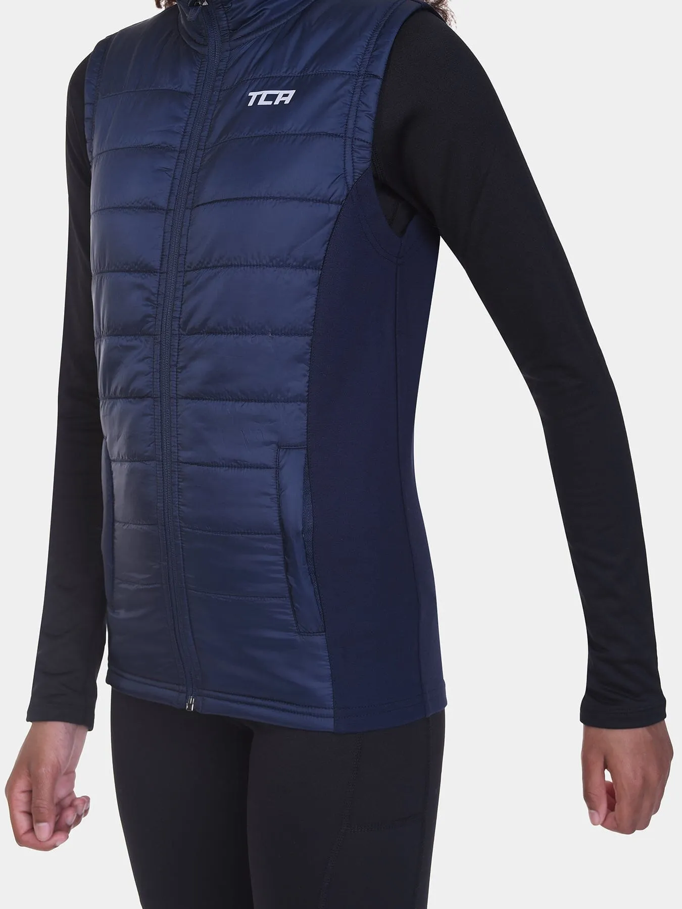 Excel Padded Running Gilet For Girls With Zip Pockets & Reflective Strips