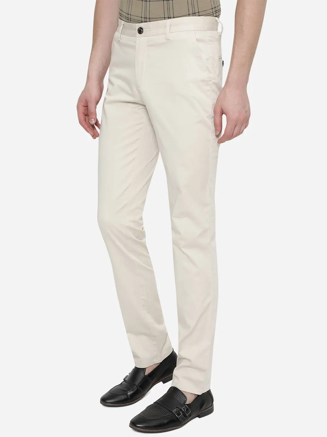 Fawn Solid Uno Fit Casual Trouser | JadeBlue