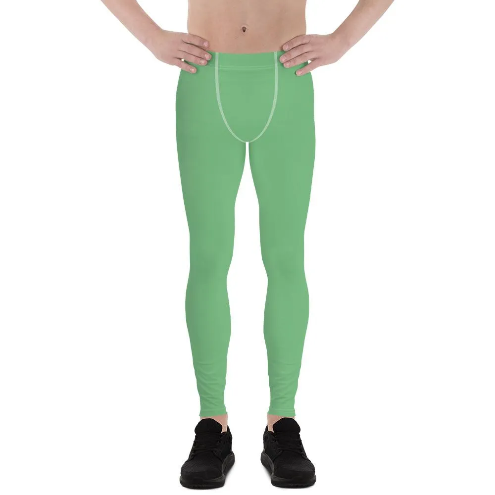 Fern Green Solid Color Meggings, Compression Men Tights Comfy Sexy Men's Premium Best Leggings