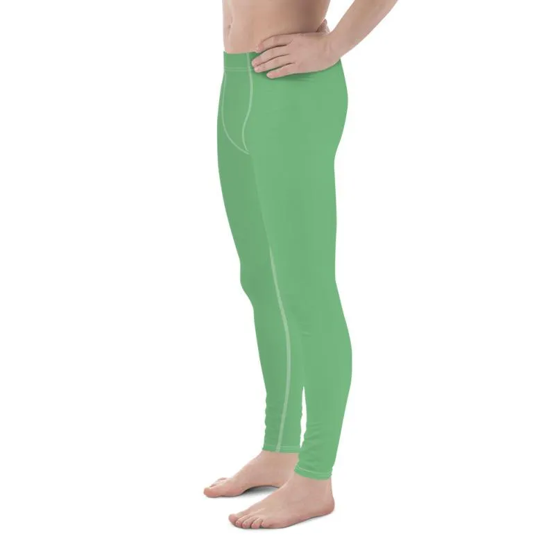 Fern Green Solid Color Meggings, Compression Men Tights Comfy Sexy Men's Premium Best Leggings