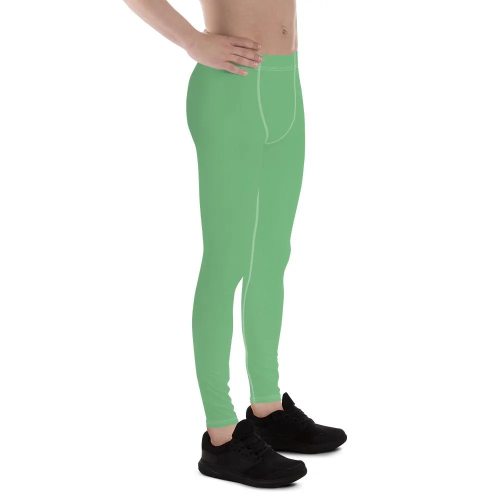 Fern Green Solid Color Meggings, Compression Men Tights Comfy Sexy Men's Premium Best Leggings