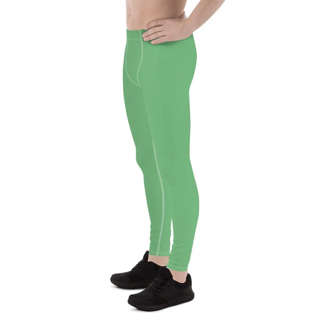 Fern Green Solid Color Meggings, Compression Men Tights Comfy Sexy Men's Premium Best Leggings