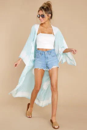 Focus On The Good Aqua Tie Dye Kimono