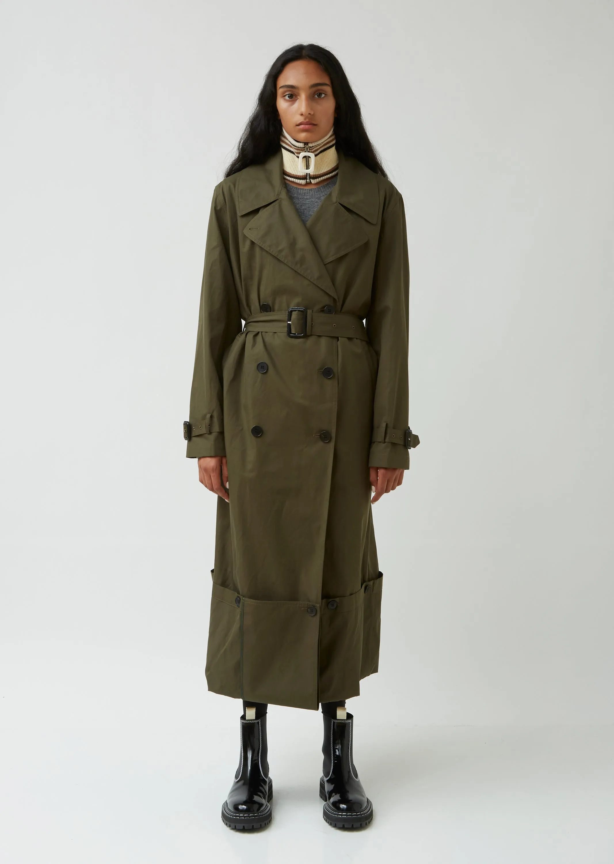 Fold Up Hem Trench Coat